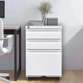 thumbnail image 1 of CQSXDA Modern Metal 3 Drawer Mobile File Cabinet -  Assembled Organizer for Home Office with Lock and Wheels, White, 1 of 13