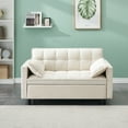 thumbnail image 1 of CQSXDA 3 In 1 Convertible Sleep Sofa Bed, Modern Velvet Design Small Love Seat With Pockets And Cushions For , Beige, 1 of 10