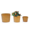 thumbnail image 1 of CQSXDA 3-Pack Antique Yellow Ceramic Planters, 15" 12" 9" Modern Indoor Outdoor Flower Pot w/Drainage, 1 of 12