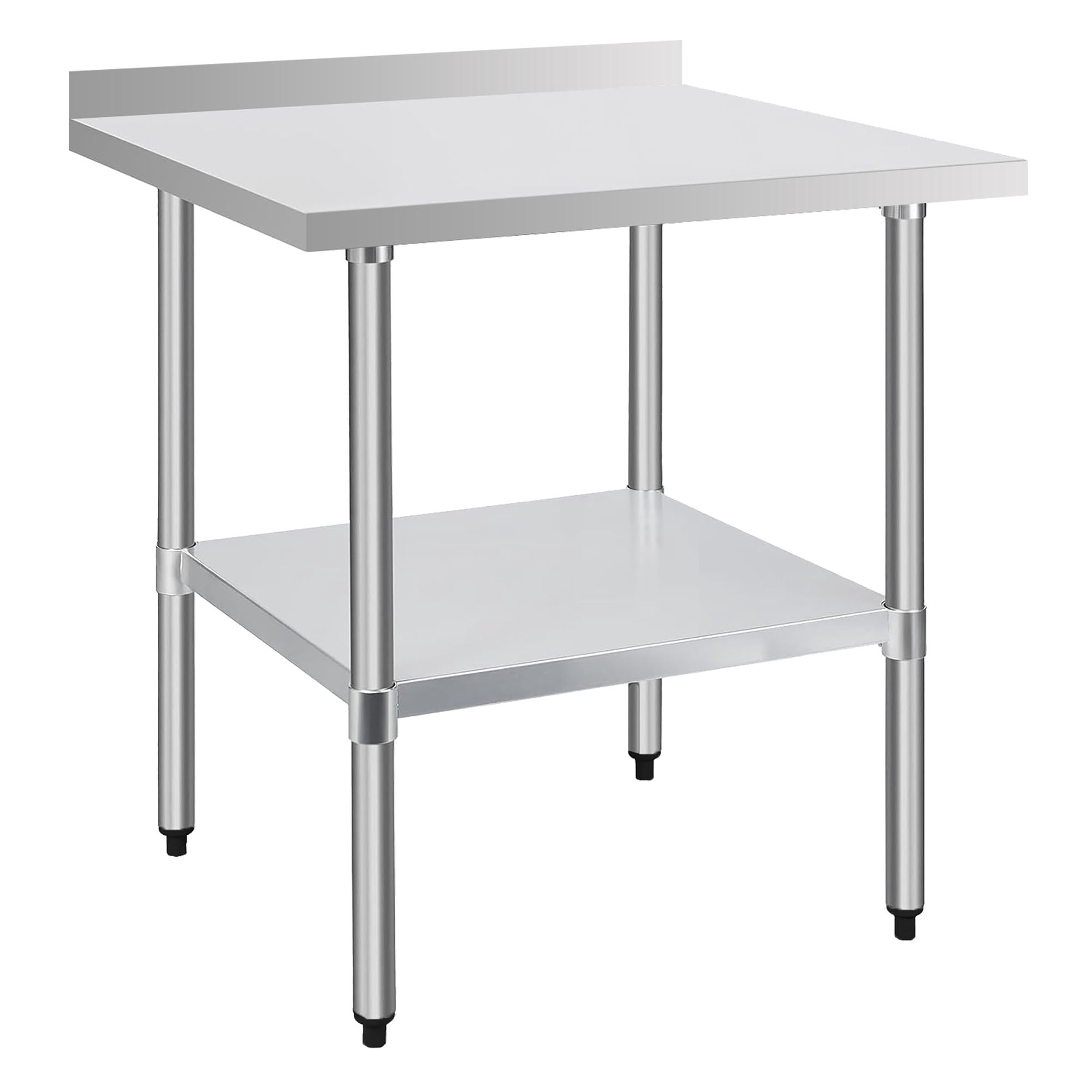 CQSXDA 30 Inch x 30 Inch Heavy-Duty Stainless Steel Commercial Work Table with 4 Inch Backsplash and Undershelf