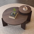 thumbnail image 1 of CQSXDA 32.68 Inch Diameter Round Black Oak Nesting Coffee Table Set Of 2 With Wear Resisting PU Paint Ideal For Living Rooms，Walnut, 1 of 9