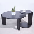thumbnail image 1 of CQSXDA 32.68 Inch Diameter Round Black Oak Nesting Coffee Table Set Of 2 With Wear Resisting PU Paint Ideal For Living Rooms, 1 of 12