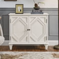 thumbnail image 1 of CQSXDA 33.6 Inch Wooden Sideboard Buffet Cabinet in Walnut with Geometric Design for Entryway and Kitchen Storage，Antique White, 1 of 10