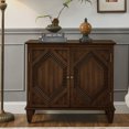 thumbnail image 1 of CQSXDA 33.6 Inch Wooden Sideboard Buffet Cabinet in Walnut with Geometric Design for Entryway and Kitchen Storage, 1 of 10