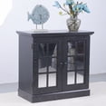 thumbnail image 1 of CQSXDA 3D Wood Grain Storage Sideboard Cabinet With 2 Acrylic Mirrored Doors And Adjustable Shelf For Living Room, Black, 1 of 17