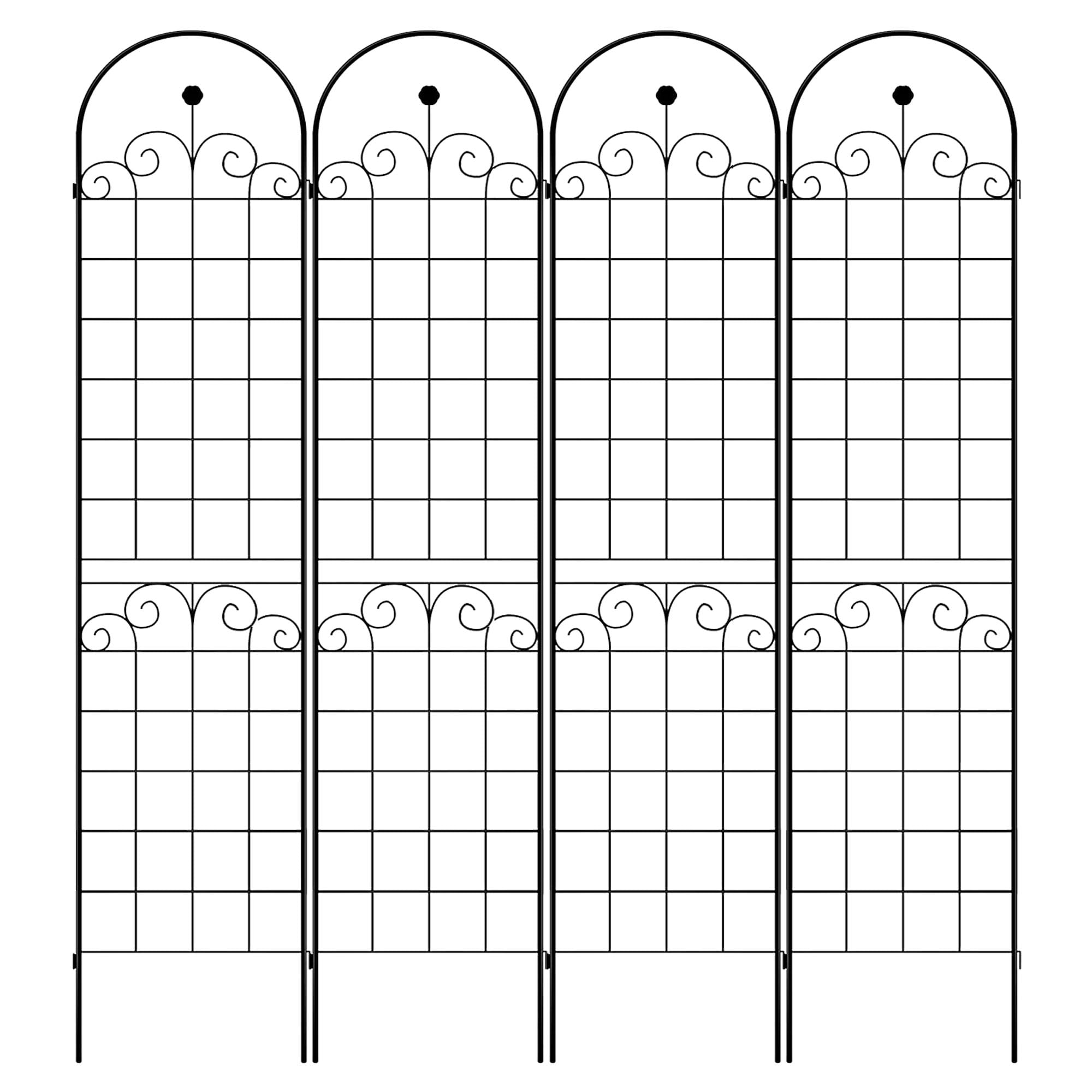 CQSXDA 4 Pack Large Garden Trellis 86.7"H x 19.7" W Heavy Duty Rustproof Black Iron Plant Trellis for Potted Plant Support Metal Climbing Rose Trellis Vine Vegetable Cucumber