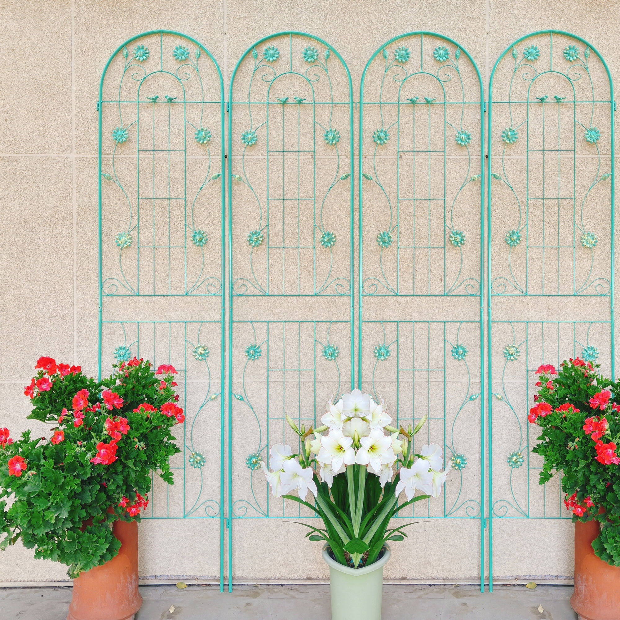 CQSXDA 4 Pack Large Garden Trellis 86.7"H x 19.7" W Heavy Duty Rustproof Green Iron Plant Trellis for Potted Plant Support Metal Climbing Rose Trellis Vine Vegetable Cucumber