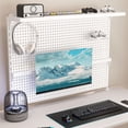 thumbnail image 1 of CQSXDA 43x35 Inch Clamp-On Desk Pegboard, Steel Organizer, Features Single Monitor Stand and Movable Hooks for Office Use, White, 1 of 14
