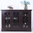 thumbnail image 1 of CQSXDA 48.66 Inch Modern Sideboard Featuring Adjustable Shelf & 3 Tempered Glass Doors - MDF Buffet Cabinet For Home, Ox Blood Red, 1 of 16