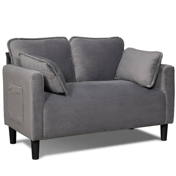 CQSXDA 48 Inch Soft Loveseat Couch Featuring Cushions And Storage Pocket, For Home & Office Spaces, Grey