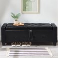 thumbnail image 1 of CQSXDA 48" Ottoman Bench Upholstered Faux Leather with Storage, for Hallway or Bedroom, Black, 1 of 12