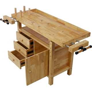  Olympia Tools 60-Inch Wooden Workbench - Rubberwood Workbench  with 4-Drawer, 450lbs Weight Capacity - Perfect Workbench for Garage,  Workshop and Home, Natural : Tools & Home Improvement