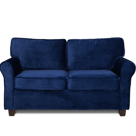 CQSXDA 57 Inch Modern 2-Seater Corduroy Sofa With Removable Cushions Padded Armrests For Home Use, Blue