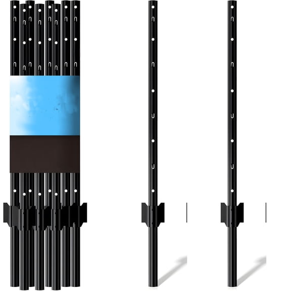 CQSXDA 6-Pack 4ft Heavy-Duty U-Shape Metal Fence Posts, No-Dig Temporary Garden Fence Support