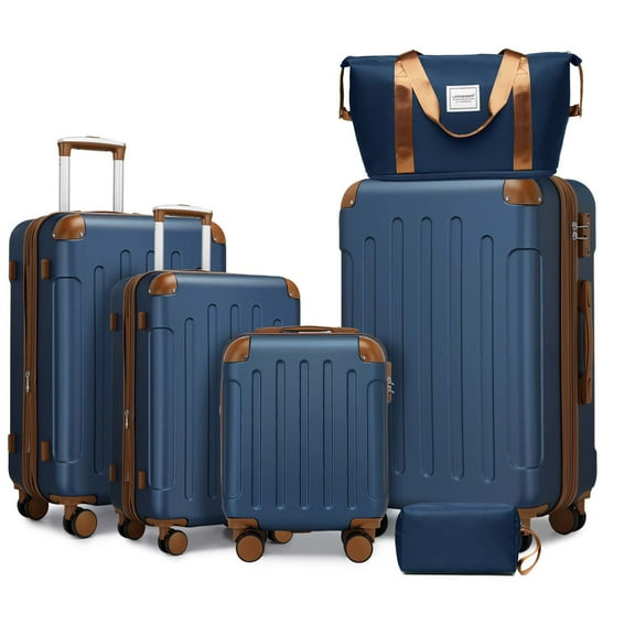 CQSXDA 6-Piece Hardshell Luggage Set with TSA Lock, Expandable Suitcase & Weekender Bag, Spinner Wheels，Navy Blue