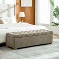 thumbnail image 1 of CQSXDA 60.2 Inch Wide Chenille Upholstered Storage Bench， Tufted Accent Ottoman for Living Room and Bedroom，taupe, 1 of 8