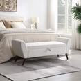 thumbnail image 1 of CQSXDA 60 Inch Storage Bench Featuring Comfort Padded Teddy Cream Upholstery and Mid-Century Wooden Legs for Any Room, 1 of 8