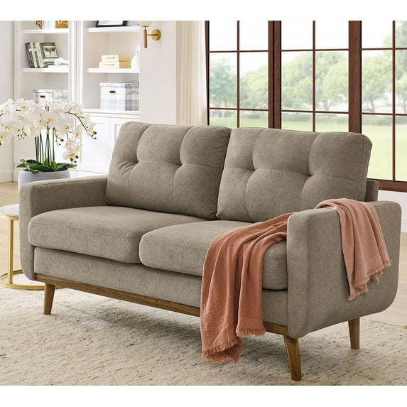 CQSXDA 67.7" Wide Upholstered Tufted Loveseat Sofa In With Durable Wooden Legs For Home Decor,Camel