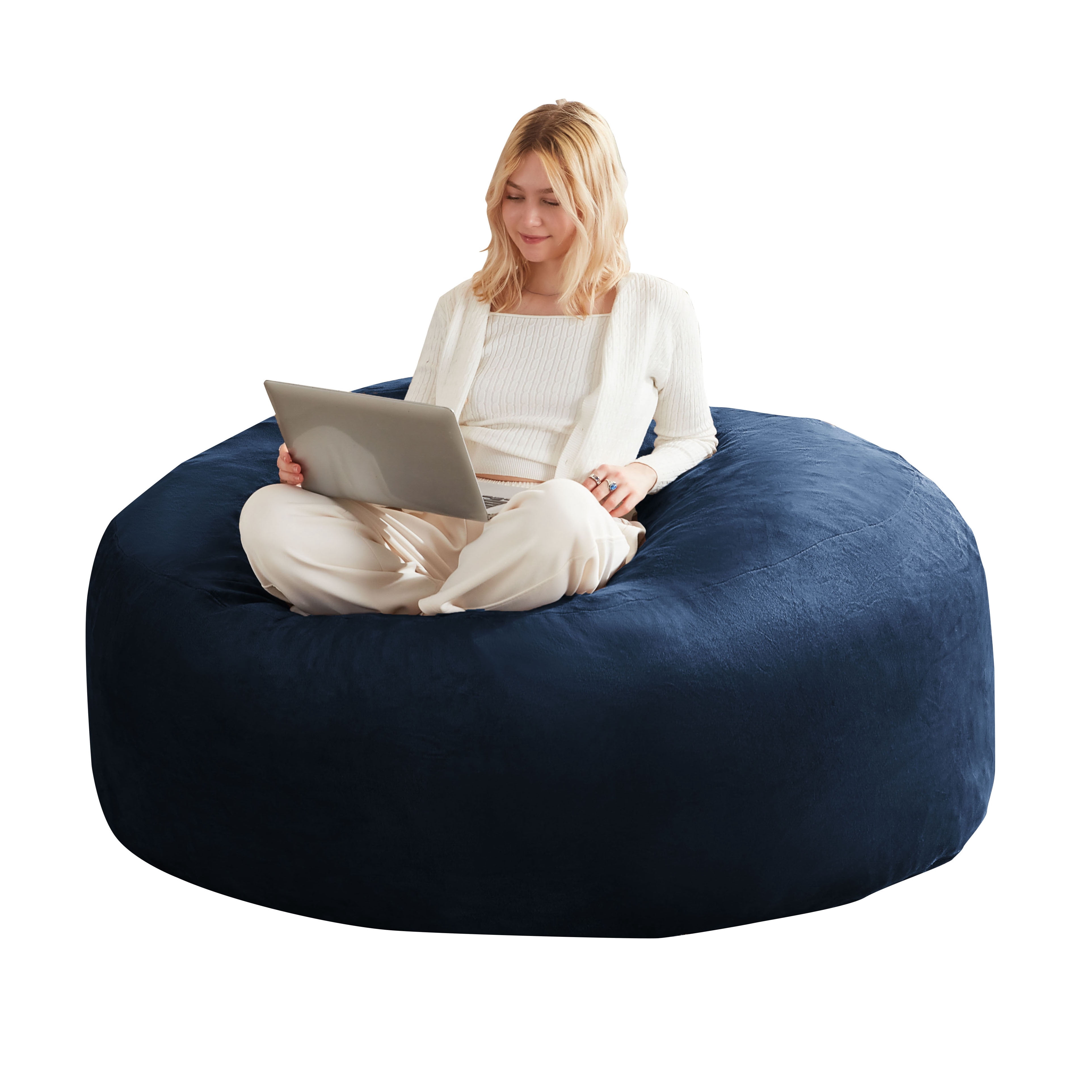 CQSXDA 6FT Memory Foam Bean Bag Chair With Removable Cover, For Teens, Adults, and College Dorm Rooms, Blue