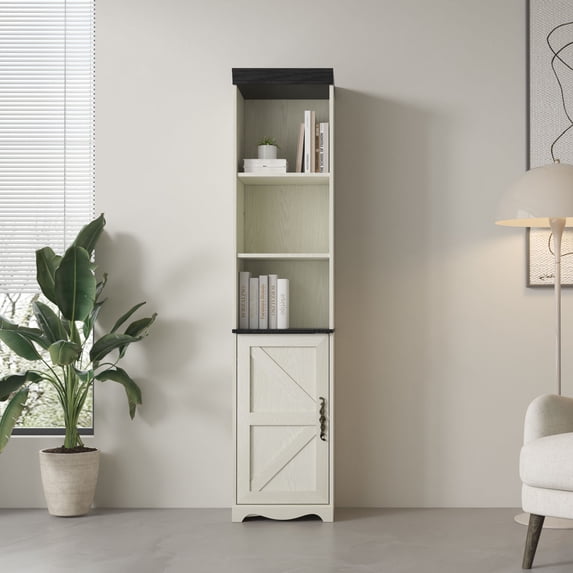 CQSXDA 70.86 Inch Tall Free Combination Wooden Storage Cabinet with 5 Shelves, Free-Standing Cube Display Shelf for Bedroom Living Room Organization, White