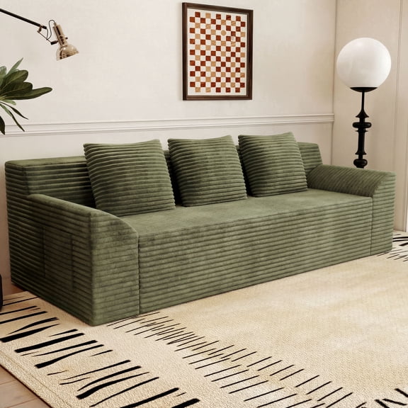 CQSXDA 71" 3 Seats,Corduroy Fabric,Deep Seat Couches,No Assembly,1pcs for Living room, Bedroom,Conference room ,Apartment,
Antique Green