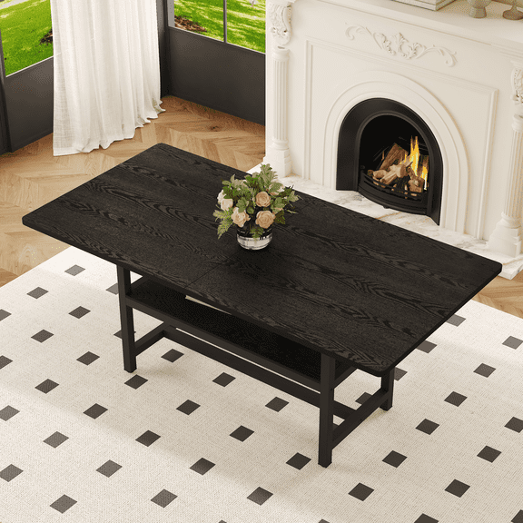 CQSXDA 71 Inch Walnut Grain Dining Table Featuring  Legs Great For Family And Friends Gatherings，Black