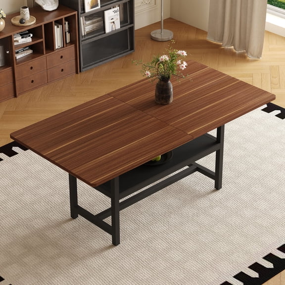 CQSXDA 71 Inch Walnut Grain Dining Table Featuring  Legs Great For Family And Friends Gatherings
