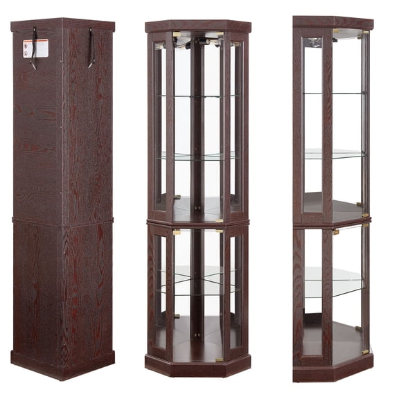 CQSXDA 79 Antique Curio Cabinet Corner Glass Display Storage Cabinet, Wine Storage with Lights
