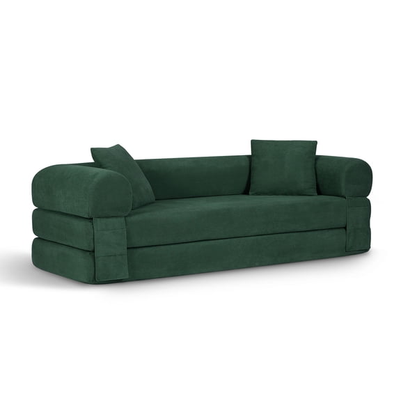 CQSXDA 80 Inch Multi-Function Folding Sleeper Sofa Bed Queen with High-Density Foam, Compressed Couch for Living Room Setup, Dark Green