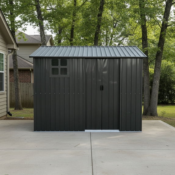 CQSXDA 8x6 Feet Galvanized Steel Storage Shed with Weatherproof Design ...
