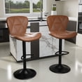 thumbnail image 1 of CQSXDA Adjustable Height Faux Leather Bar Stools Set of 2 Swivel Chairs with Back Design for Kitchen Island Use, Brown, 1 of 14