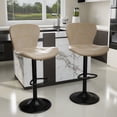 thumbnail image 1 of CQSXDA Adjustable Height Faux Leather Bar Stools Set of 2 Swivel Chairs with Back Design for Kitchen Island Use, khaki, 1 of 14