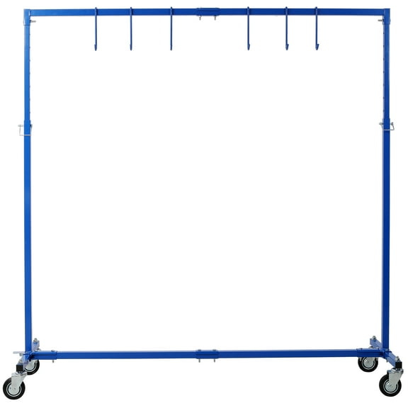 CQSXDA Adjustable Height Paint Hanger Drying Rack With 6 Hanging Hooks, Mobile Auto Body Shop Stand In Blue Color