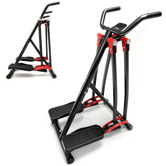 CQSXDA Air Walking Elliptical Machine Foldable Cardio Cross Trainer Glider with LCD Screen for Low-Impact Home Gym Workout, Black