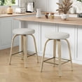 thumbnail image 1 of CQSXDA Backless Swivel Bar Stools Set of 2, Comfortable Fabric Upholstered 26 Inch Height Stools Ideal for Restaurants and Homes，Beige, 1 of 9