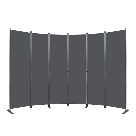 CQSXDA Black Gray 6-Panel Room Divider 120" W × 71" H Portable Folding Privacy Screen for Home and Office Use