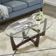 thumbnail image 1 of CQSXDA Black Round Coffee Table Featuring A 48 Inch Glass Top Perfect Center Table For Living Space And Offices，Cherry, 1 of 9