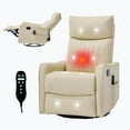thumbnail image 1 of CQSXDA Brown Heat Massage Manual Recliner Chair With Rocker And Swivel In Faux Leather For Living Room Comfort And Relaxation,Beige, 1 of 18