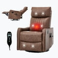 thumbnail image 1 of CQSXDA Brown Heat Massage Manual Recliner Chair With Rocker And Swivel In Faux Leather For Living Room Comfort And Relaxation, 1 of 17