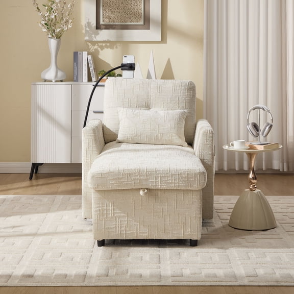 CQSXDA Chair Sofa Recliner With Storage Backrest Cell Phone Bracket Chenille For Bedroom And Living Room