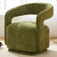 thumbnail image 1 of CQSXDA Chenille Fabric Swivel Accent Armchair, Barrel Leisure Chair With Curved Backrest, 22-Inch Seat Depth, Green, 1 of 14