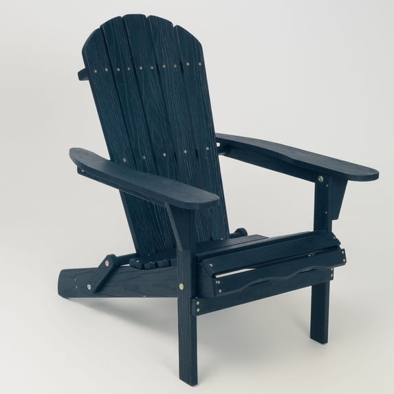 CQSXDA Classic Wooden Adirondack Lounge Chair in Natural Finish Embossed Grain Design with Folding Feature for Gardens and Patios, Black