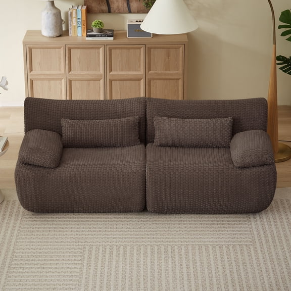 CQSXDA Cloud Boneless Loveseat Sofa, Modern Oversized Couch with Modular Design for Your Living Space, Brown