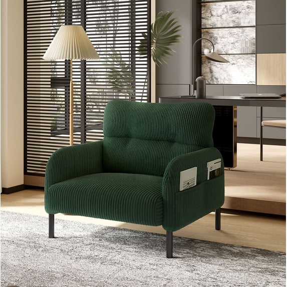 CQSXDA Comfortable Monochrome Wide Seat Chair in United We Win Corduroy Fabric for Living Rooms and Bedrooms,Emerald