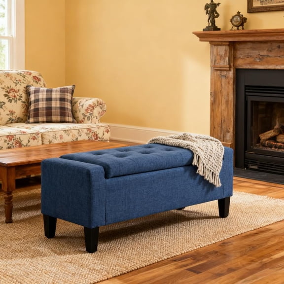CQSXDA Comfortable Upholstered Storage Ottoman Bench With Lift Top Design And Quality Rubberwood Legs For Your Entryway
