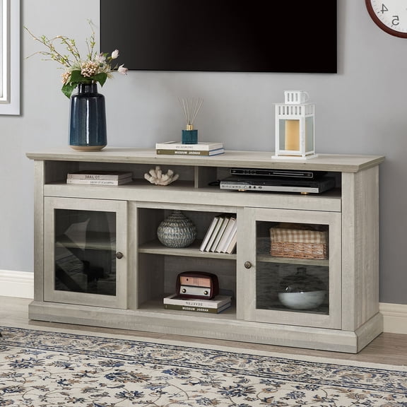CQSXDA Contemporary TV Media Stand Modern Entertainment Console for TV Up to 65" with Open and Closed Storage Space, Stone Gray, 60"W*15.75"D*29"H