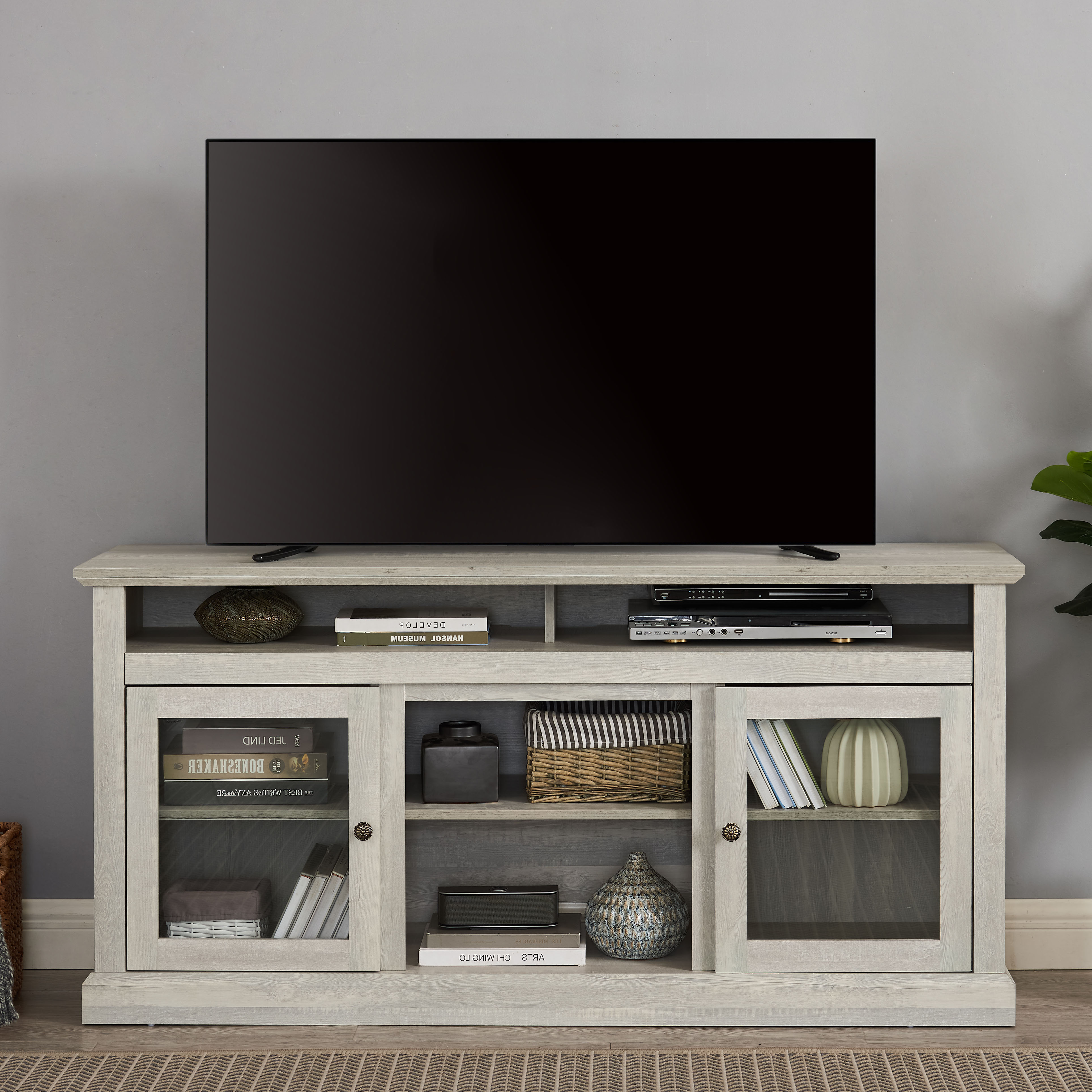 CQSXDA Contemporary TV Media Stand in Stone Gray for TVs Up to 65 ...