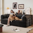 thumbnail image 1 of CQSXDA Convertible 78.8" Floor Compression Sofa Bed with Armrest and Back Support, Corduroy Modular Couch for Bedrooms, Black, 1 of 12