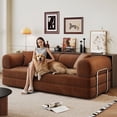 thumbnail image 1 of CQSXDA Convertible 78.8" Floor Compression Sofa Bed with Armrest and Back Support, Corduroy Modular Couch for Bedrooms, Brown, 1 of 12