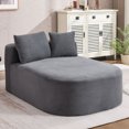 thumbnail image 1 of CQSXDA Convertible Corduroy Chaise Lounge Chair with Two Pillows 67.5'' Sofa Bed No Assembly Required for Home, DARK GREY, 1 of 11